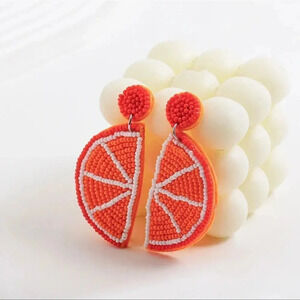 Orange Summer Beaded Earrings